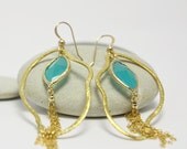 Marissa - Gold/Aqua Chandelier Earrings - 14kt Gold filled/ Vermeil Gold - BEAUTIFUL