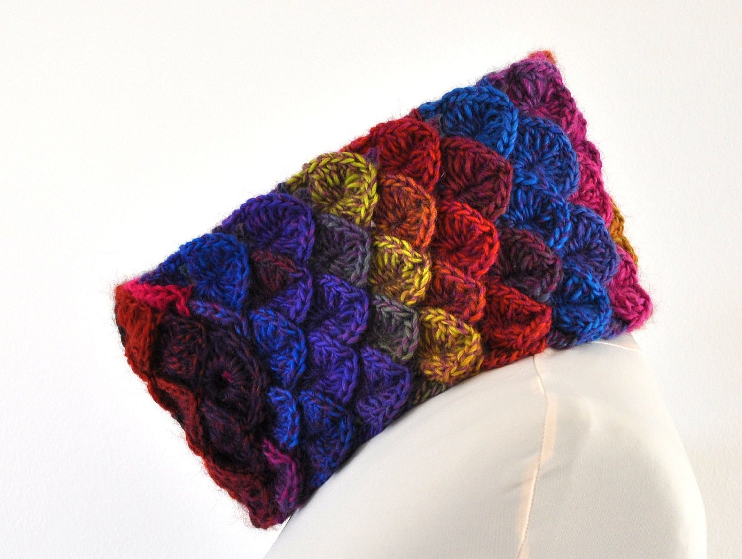 Crochet Cowl Scarf Neckwarmer Crocodile Cowl Yellow Red Brick Pink Blue Colorful Bright Neon Unisex Winter Accessories Winter Fashion