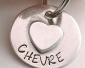 Tiny Sterling Silver Heart Pet Tag, Handmade ID Tag For Small Dogs, Puppies & Cats