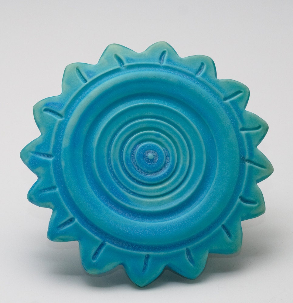 Small Turquoise Matte Wall Flower Art