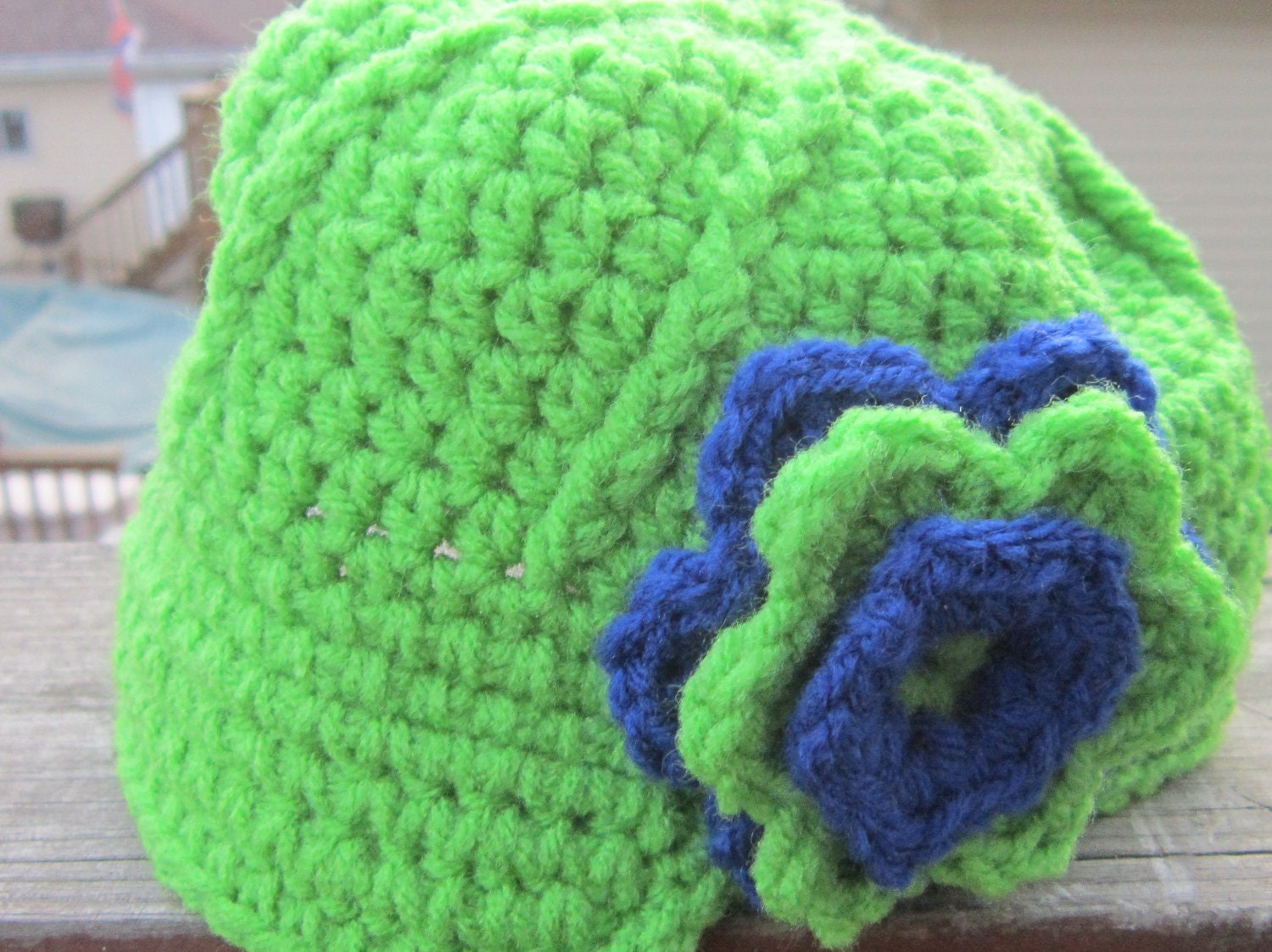 Sale Baby Newborn Bright Green and Blue Newsboy Hat Photo Prop Ready to Ship