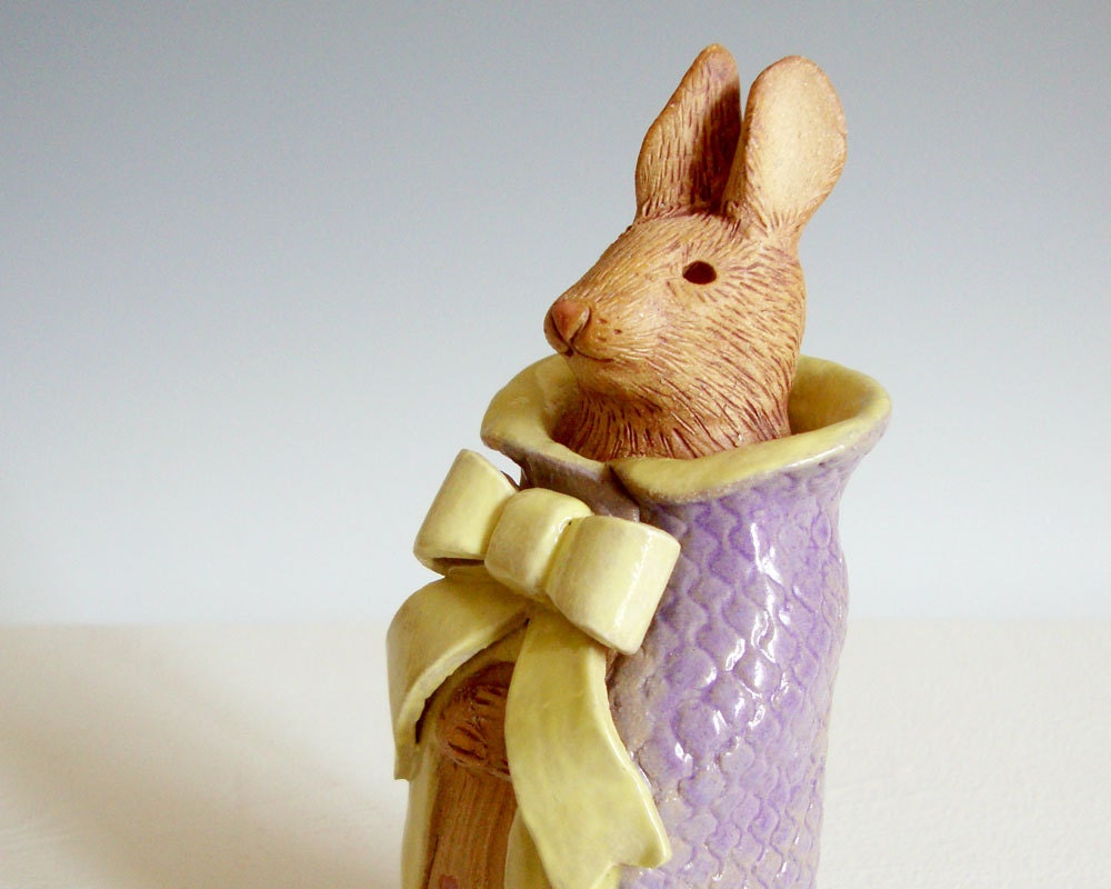 Mystical Rabbit Spirit Guide Ceramic Clay Sculpture