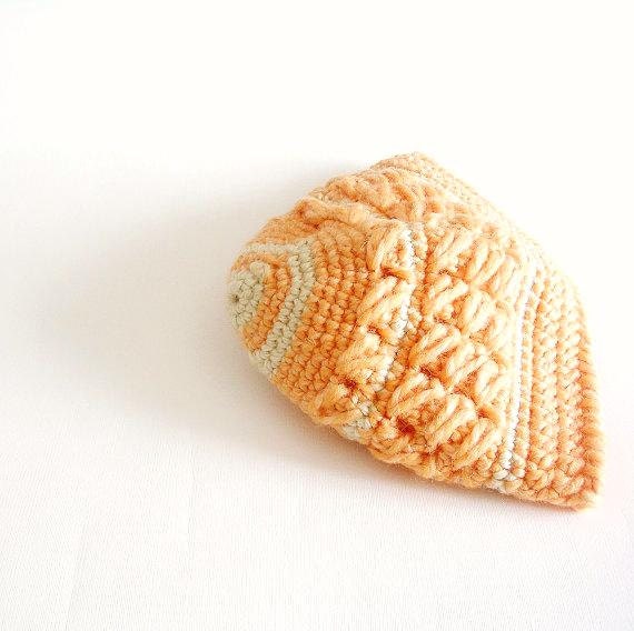 Apricot and Off White Hat Beanie Ooak
