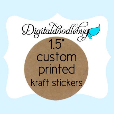 150 custom brown kraft stickers 1.5inch circle labels laser printed round