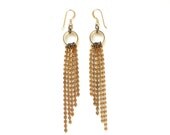 Brass ring and tiered chain earrings