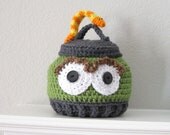 Oscar Grouch Inspired Trashcan Character Hat Toddler size Cap Crochet Toboggan Crocheted Handmade Beanie