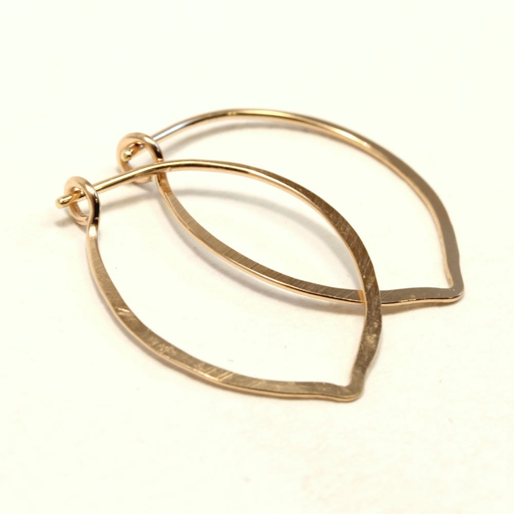 Ophelia handmade petal earrings, Small hammered gold fill earrings by lotusstone