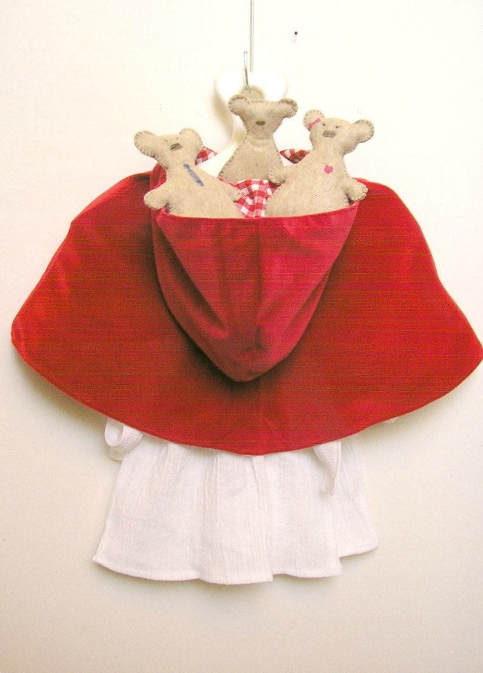 Ready to Ship Story book  Red Capelet - Reversible - Goldilocks and Little Red
