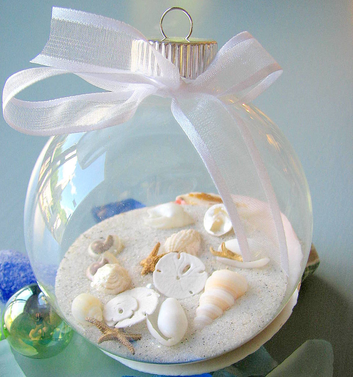 Beach Decor Seashell Christmas Ornament - Nautical Shell Holiday Ornament Ball