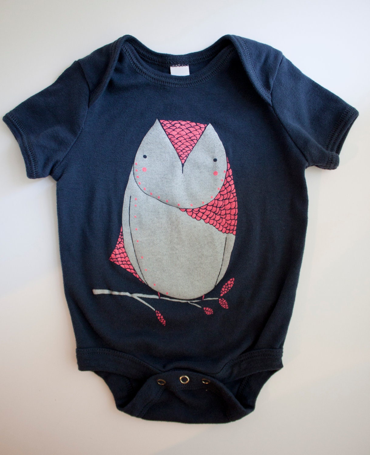 Owl Onesie - Pink and Navy Owl Baby Onesie