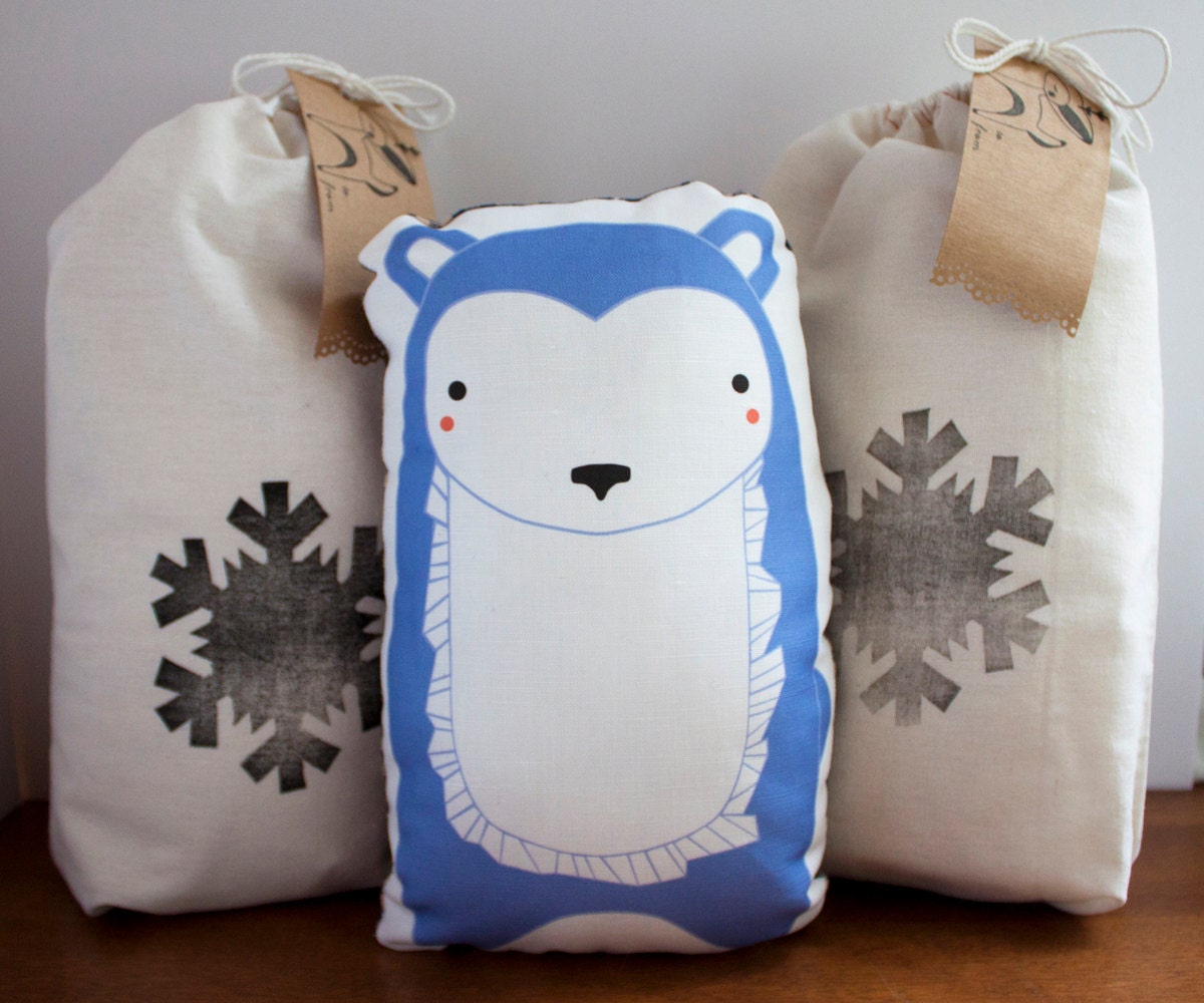 Blue Bear Pillow MADE TO ORDER Nursery Decor, Home Decor