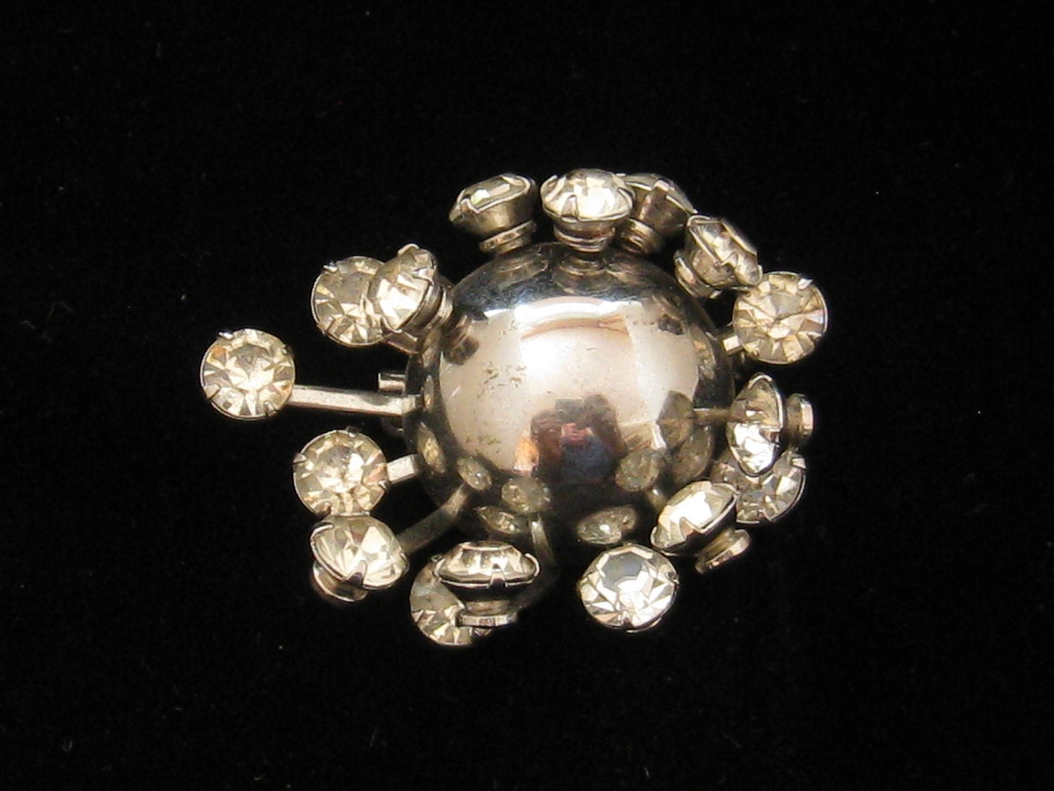 Vintage Modernist Dimensional Rhinestone Brooch 1950s
