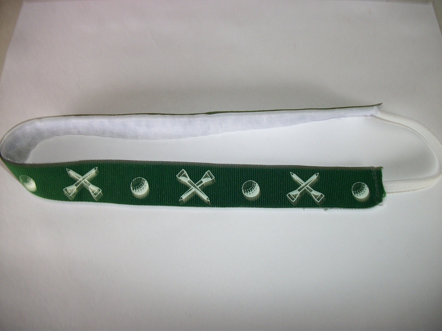 Headband, Nonslip,   Golf Green and White  Print ,  Velvet Head band, 18-19-20 inch