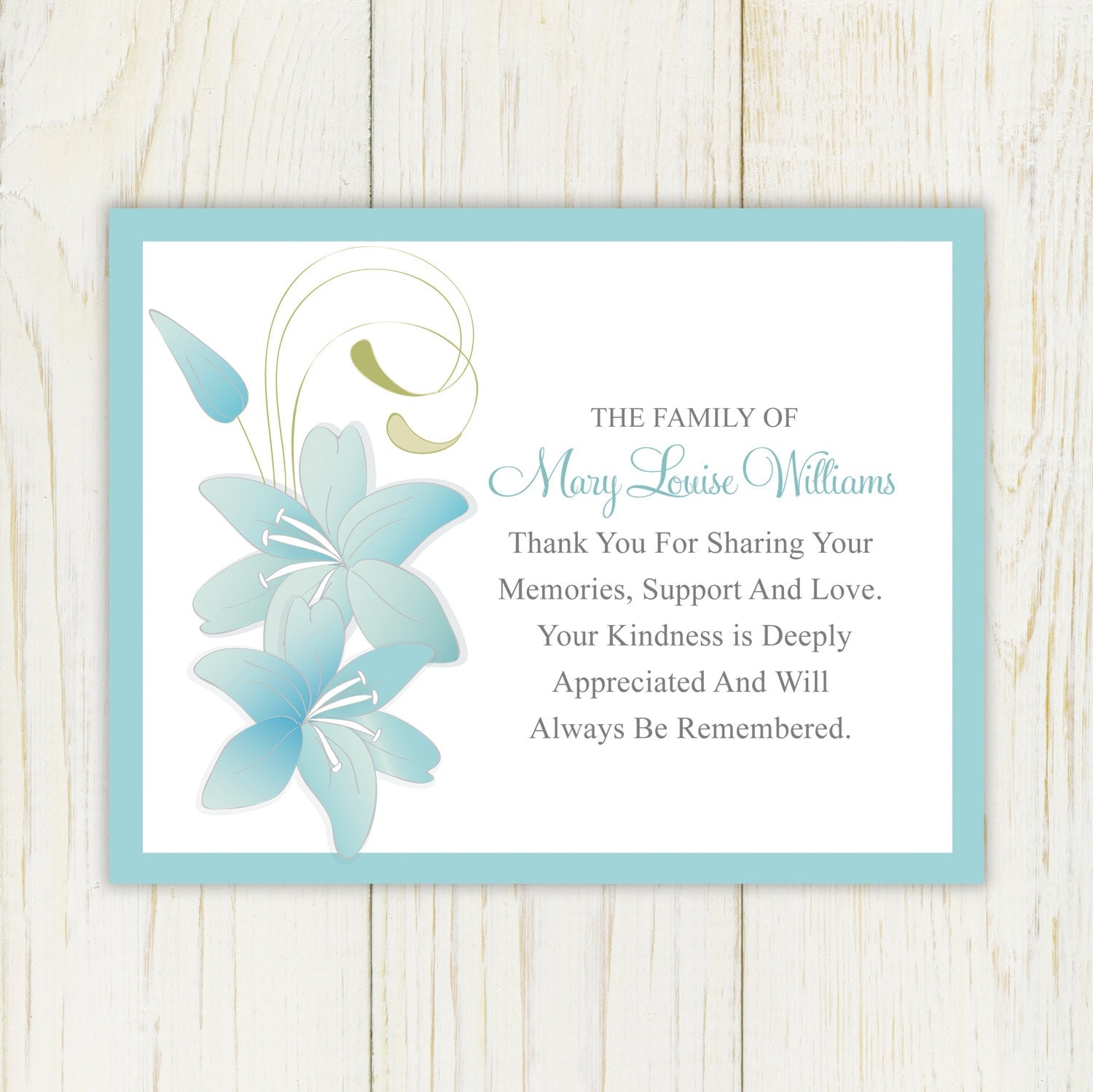 Sympathy Thank You Card Printable by eloycedesigns on Etsy