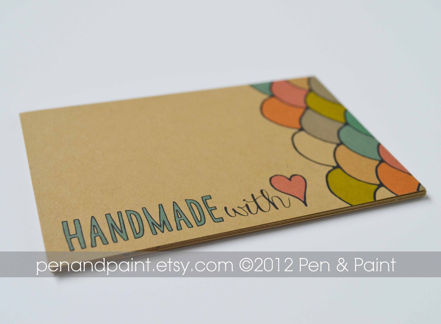 Set of 48 Handmade With Love Mini Cards, Hand Drawn, Illustration, Quote, Note cards, Mini Note cards 2.75 x 4.25 inches