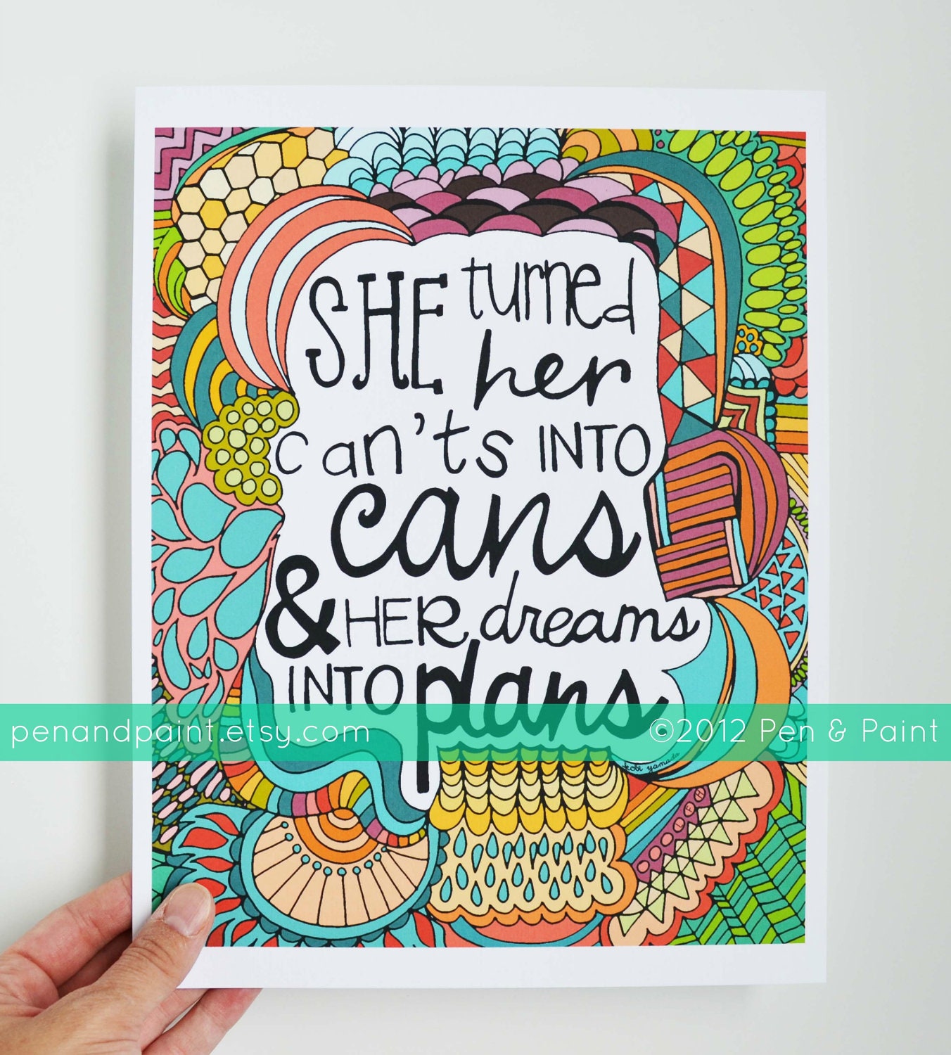 She Turned Her Can'ts Into Cans and Her Dreams Into Plans, Kobi Yamada Graduation Gift, Illustration, Inspiring Quote, 8 x 10 Art Print