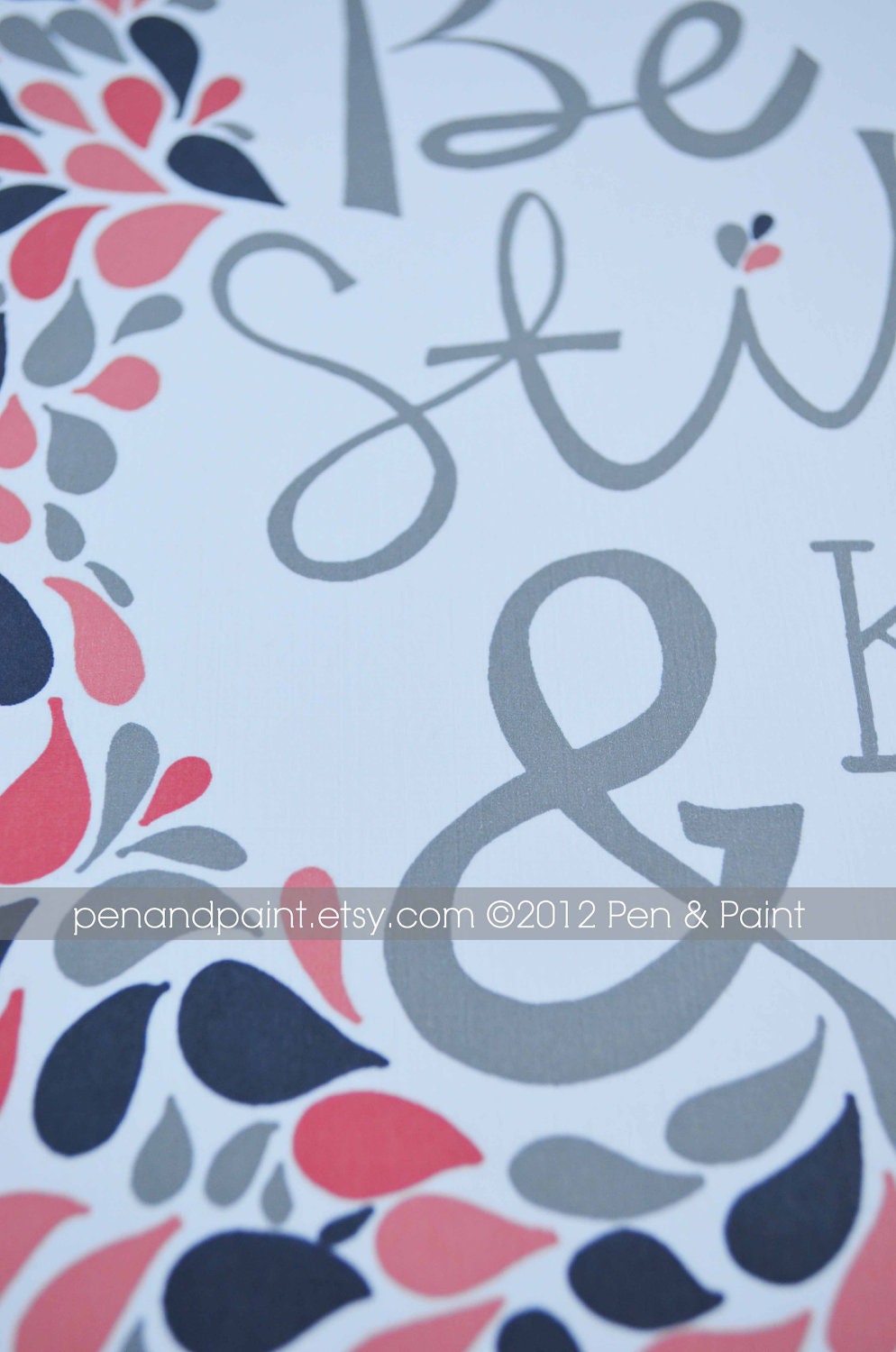 Navy & Coral, Scripture, Bible Verse, Psalms, Be Still and Know, Girls Room, Nursery Art, Inspirational Quote 8 x 10 Art Print