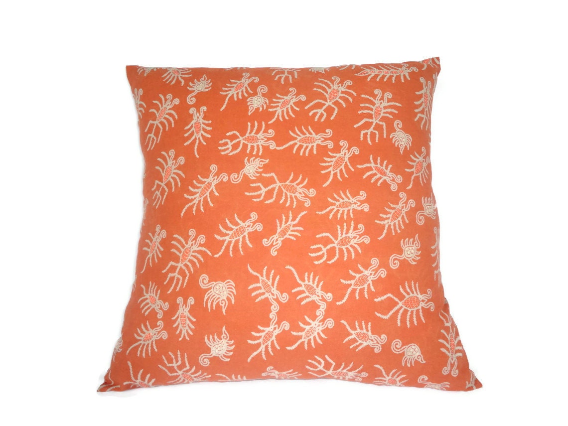 Indonesian Batik, 16" x 16", Pillow Cover, Terracotta, Natural