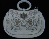 Vintage Beaded Handbag/ 50s Beaded Nouveau-Revival Evening Purse