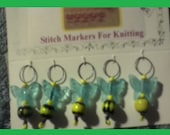 Stitch Markers For knitting  blue butterflies