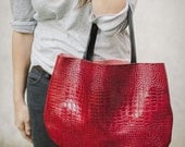Red croc hobo bag, every day hobo bag