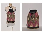 vintage backpack back pack rucksack ethnic native american indian ikat kilim vintage fabric leather bag purse tote