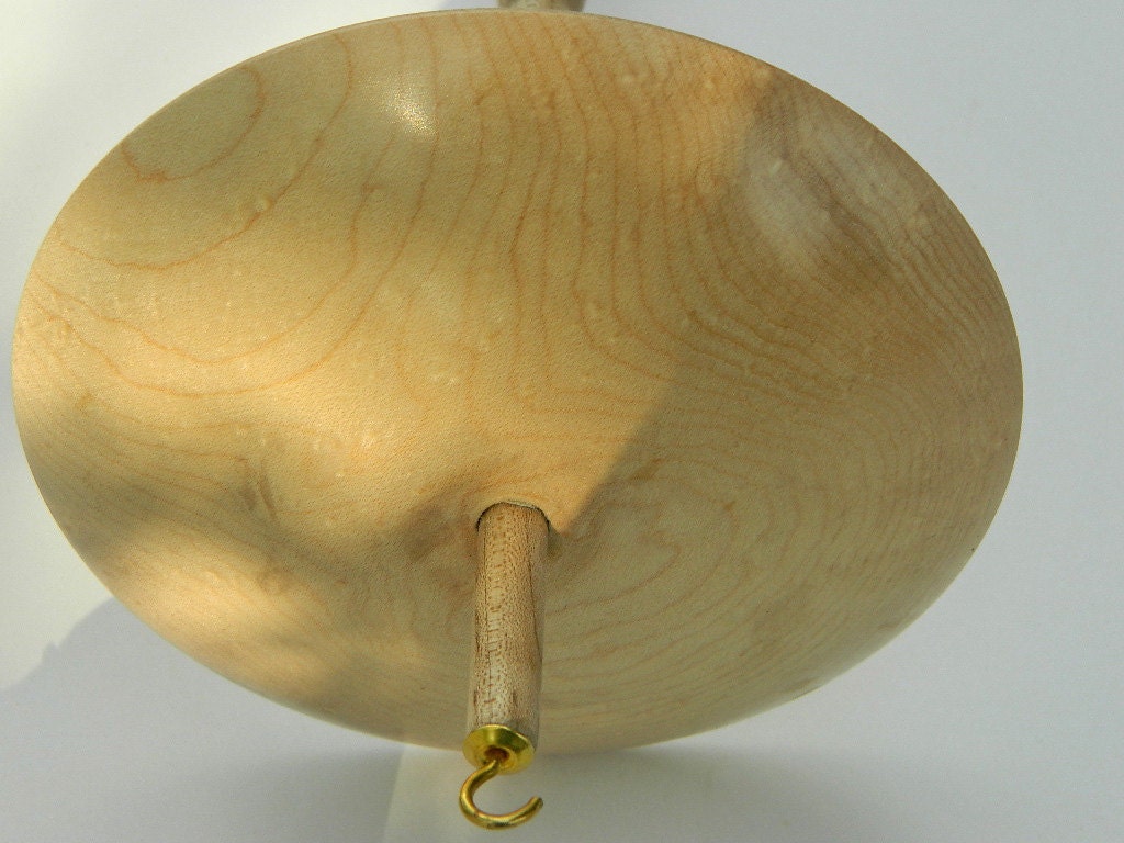 Drop spindle, Bird's Eye maple Top Whorl, Hand turned,
