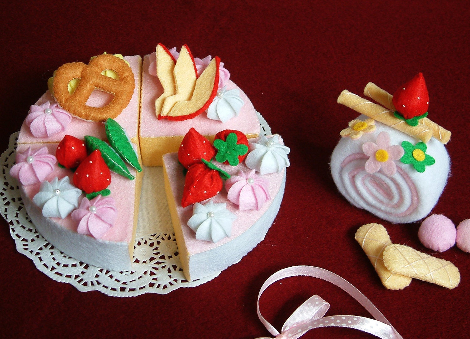 DIY felt fruit double layer cake  Kit Package- K- F34