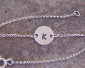 Silver initial bracelet - Simple silver bracelet - Sterling silver initial bracelet