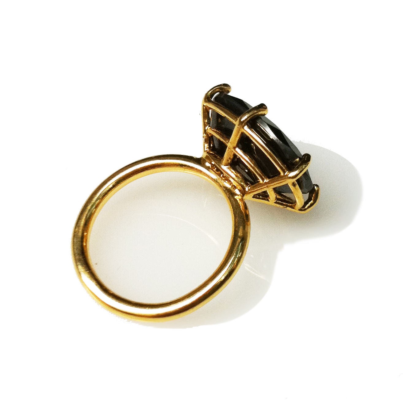 14K Ring and Natural Hematite, 14K Engagement ring,  Fast Free Shipping