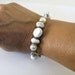 Cream Conch Bracelet Conch Beads Rondelles White Glass Pearls Silver Beads Beaded Handmade