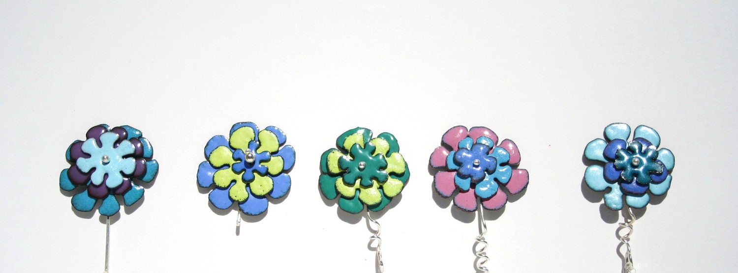 flower burst necklace retro style eco colour pop enamel silver handmade australia