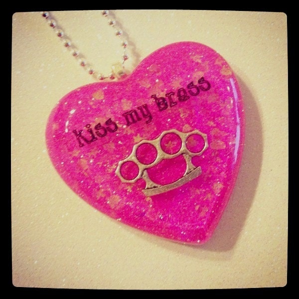 Kiss My Brass Knuckles Necklace