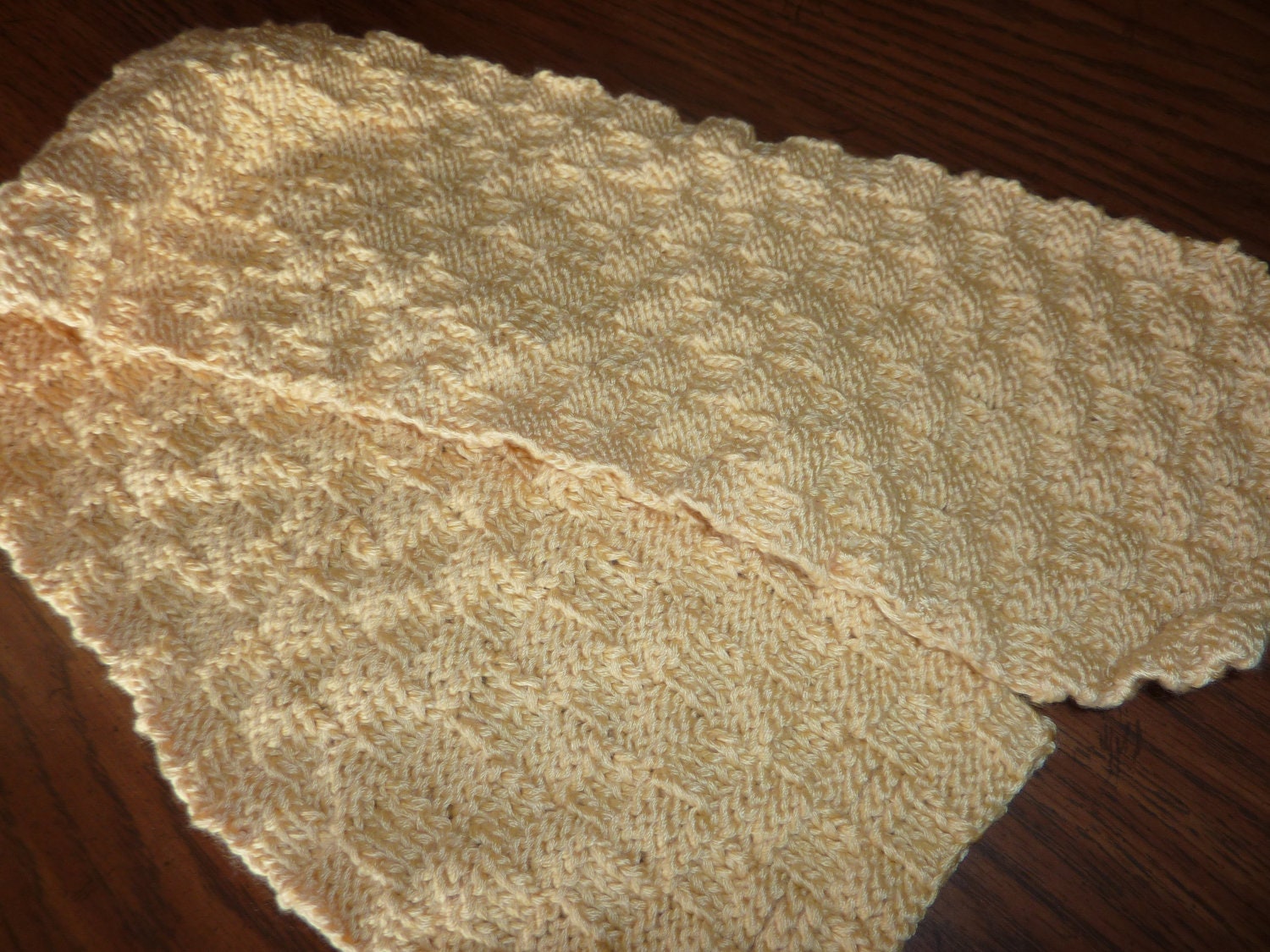 Hand Knit Scarf in Pale Yellow Unisex