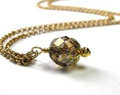 Vintage 12K Gold Filled Necklace, Rolo Chain, Classic and Elegant, Brown Pendant Necklace, Gold Filled Jewelry, Czech Glass Necklace