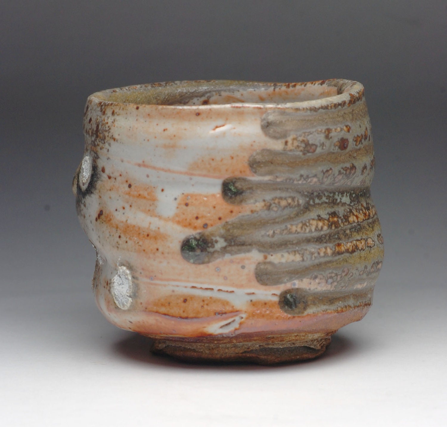 shino yunomi or teacup fired on shells