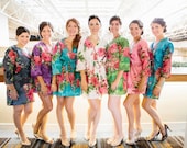 Bridesmaids robes - 7 Kimono Cross-over Robes Wrap Perfect bridesmaids gift, getting ready robes, Bridal shower favors, Wedding photo prop