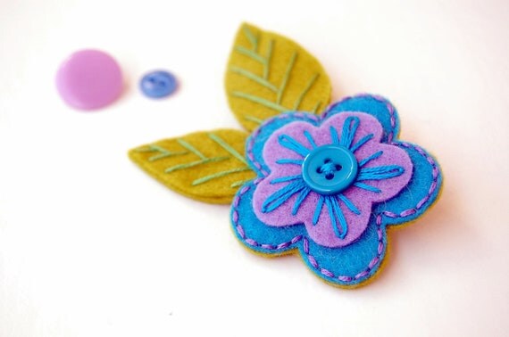 Purple and Turquoise Blossom Hair Clip