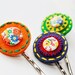Midcentury Button Embroidered Hair Pins Set