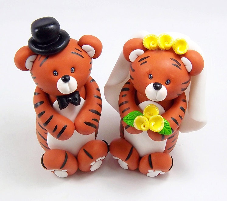 Custom Wedding Cake Topper, Tigers Couple, Chinese Zodiac Sign, Personalized Figurines, Made To Order