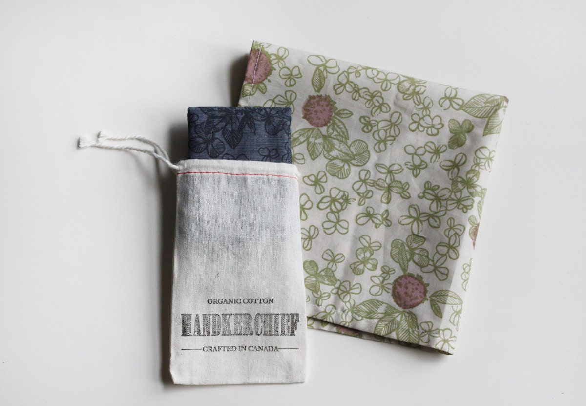 Organic Cotton Handkerchief -blue clover