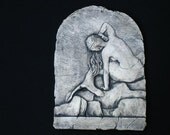 Mermaid  -Ceramic Pottery Porcelain Relief Sculpture Tile