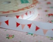 Riley Blake, SIMPLE BUNTING in Pink and Red, Grosgrain Ribbon, 2 Yards