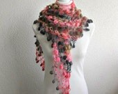 Scarf,Triangle Shawl, Neckwarmer , rainbow, Colorful, Pink, Orange, Gray,Gold, Brown, Scarfs, Feminine