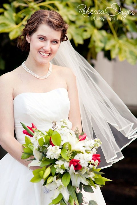 30 elbow single layer Wedding Bridal Veil WHite, Ivory, diamond white