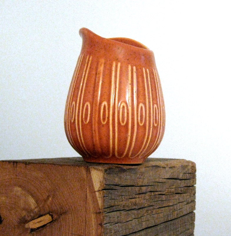 Mid-Century Mini Creamer Heatherstone Orange Pottery Ceramastone line by Red Wing