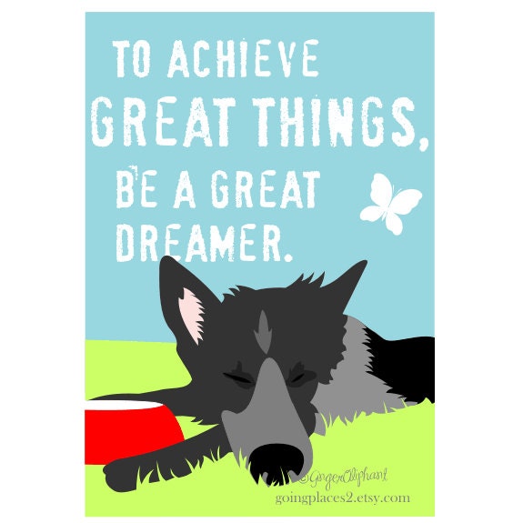 German Shepherd Art Wall Decor The Dreamer Inspirational Print 5 x 7 Matted