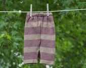 Upcycled Merino Wool Longies in Brown and Burgundy Stripes  Diaper Cover  Cloth Diaper Soaker   X SMALL 0-3 Months