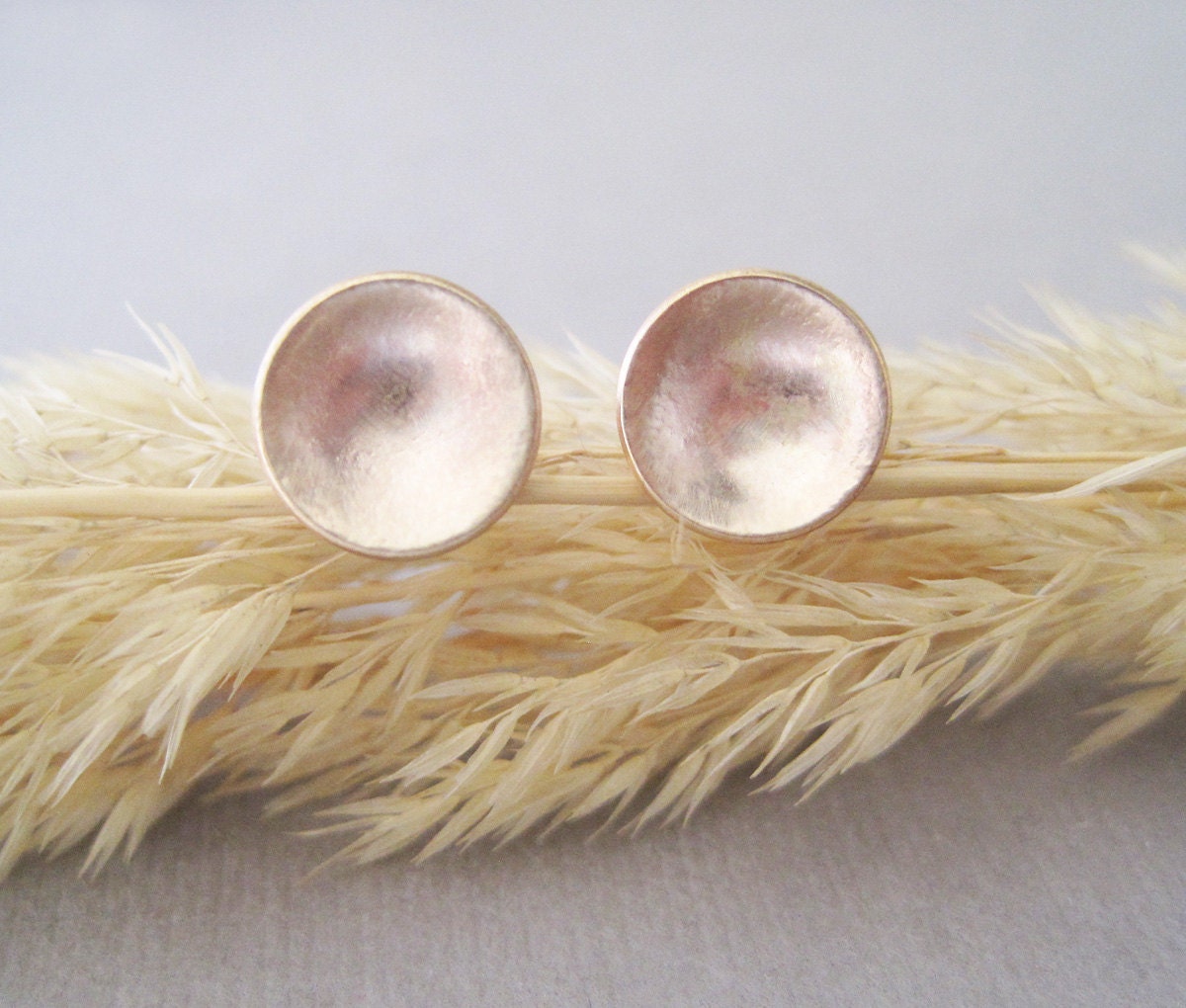 Buried Treasure- 14k Gold Fill Textured Circle Organic Post Stud Earrings Unisex Minimalist Contemporary  Rustic Earthy Organic (E212)