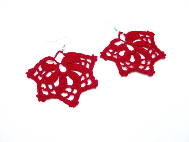 PDF Tutorial Crochet Pattern...Lace Dangle Earrings -7